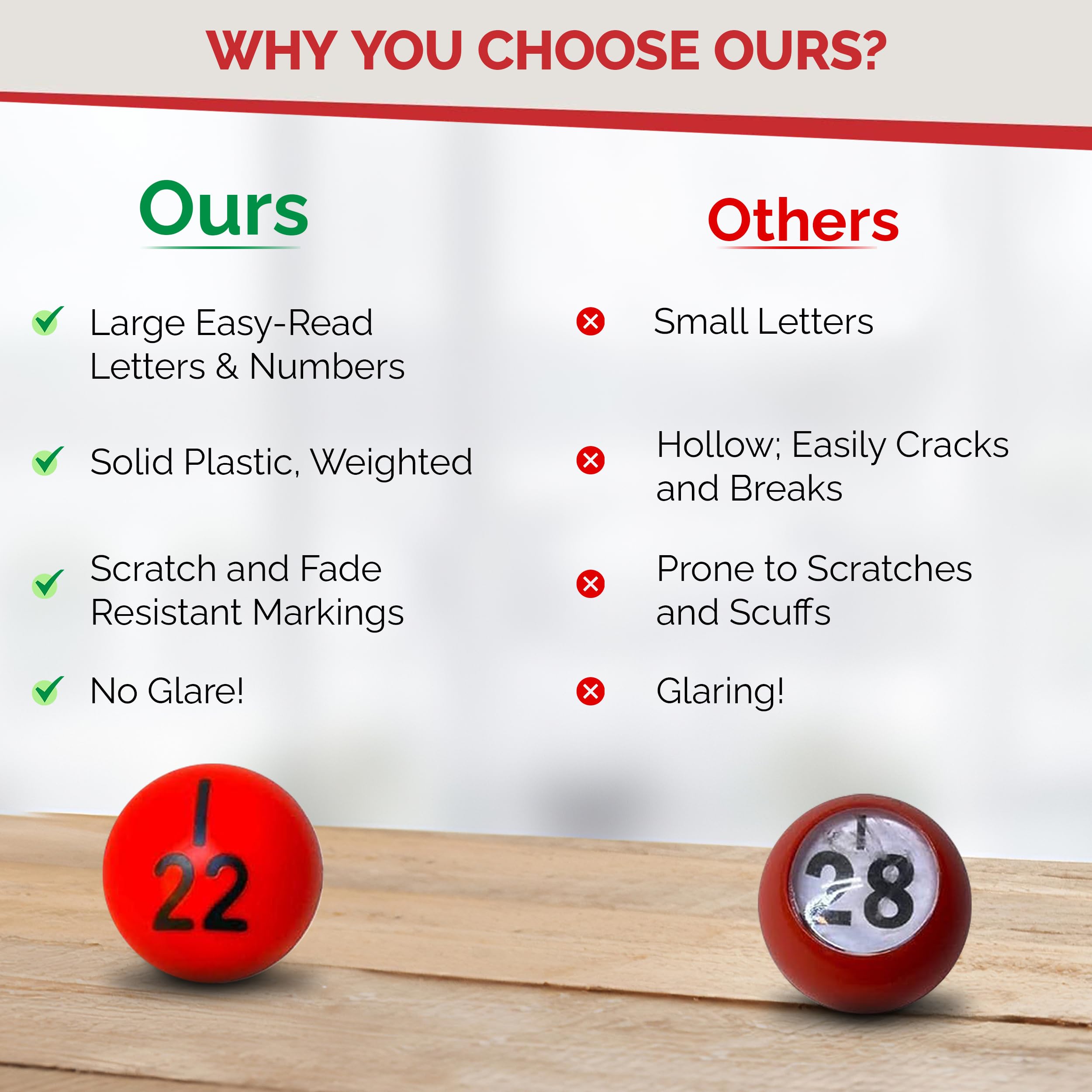 MR CHIPS green bingo balls help track numbers clearly.