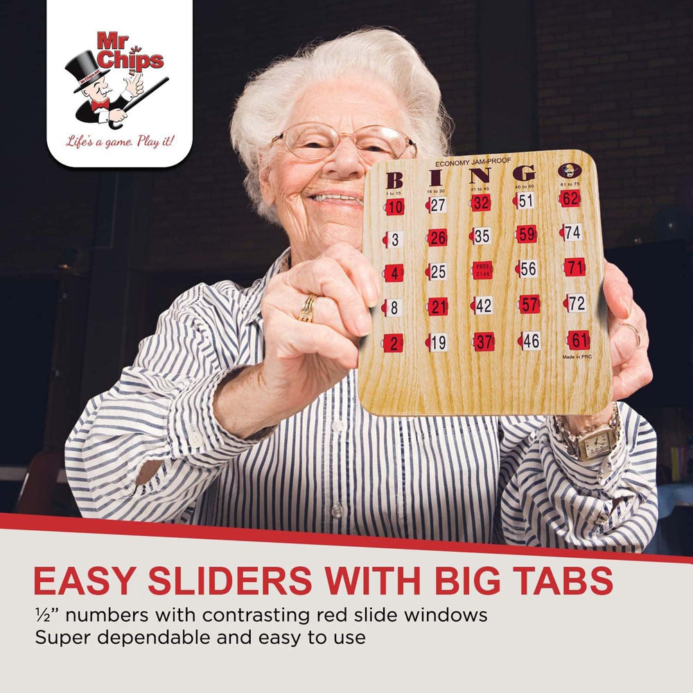 MR CHIPS tan woodgrain theme enhances home game nights