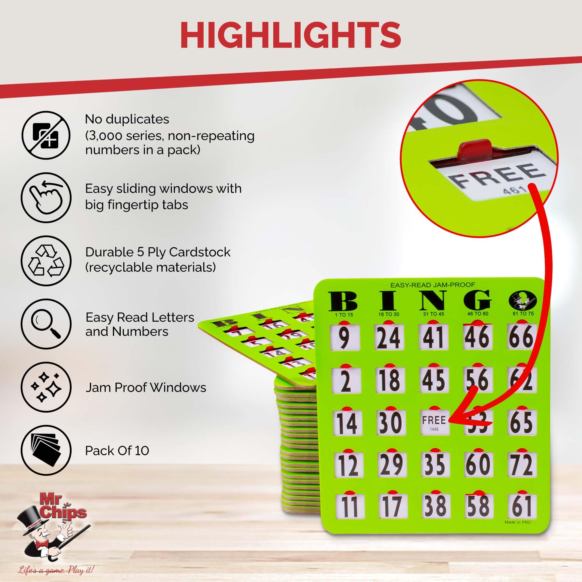 MR CHIPS durable tear-resistant cardstock withstands repeated use.