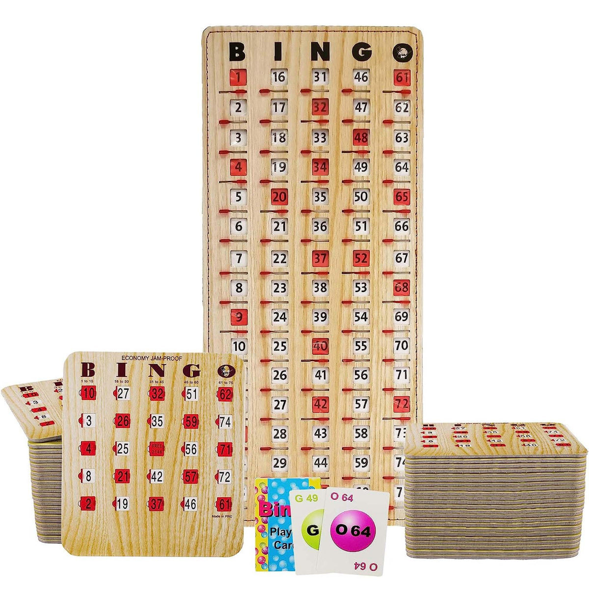MR CHIPS jam-proof bingo cards sliding windows closeup - durable, smooth operation for family game night.