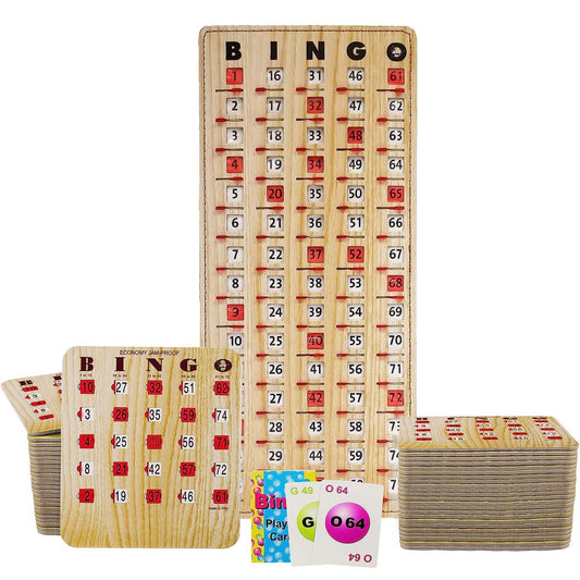 MR CHIPS jam-proof bingo cards sliding windows closeup - durable, smooth operation for family game night.