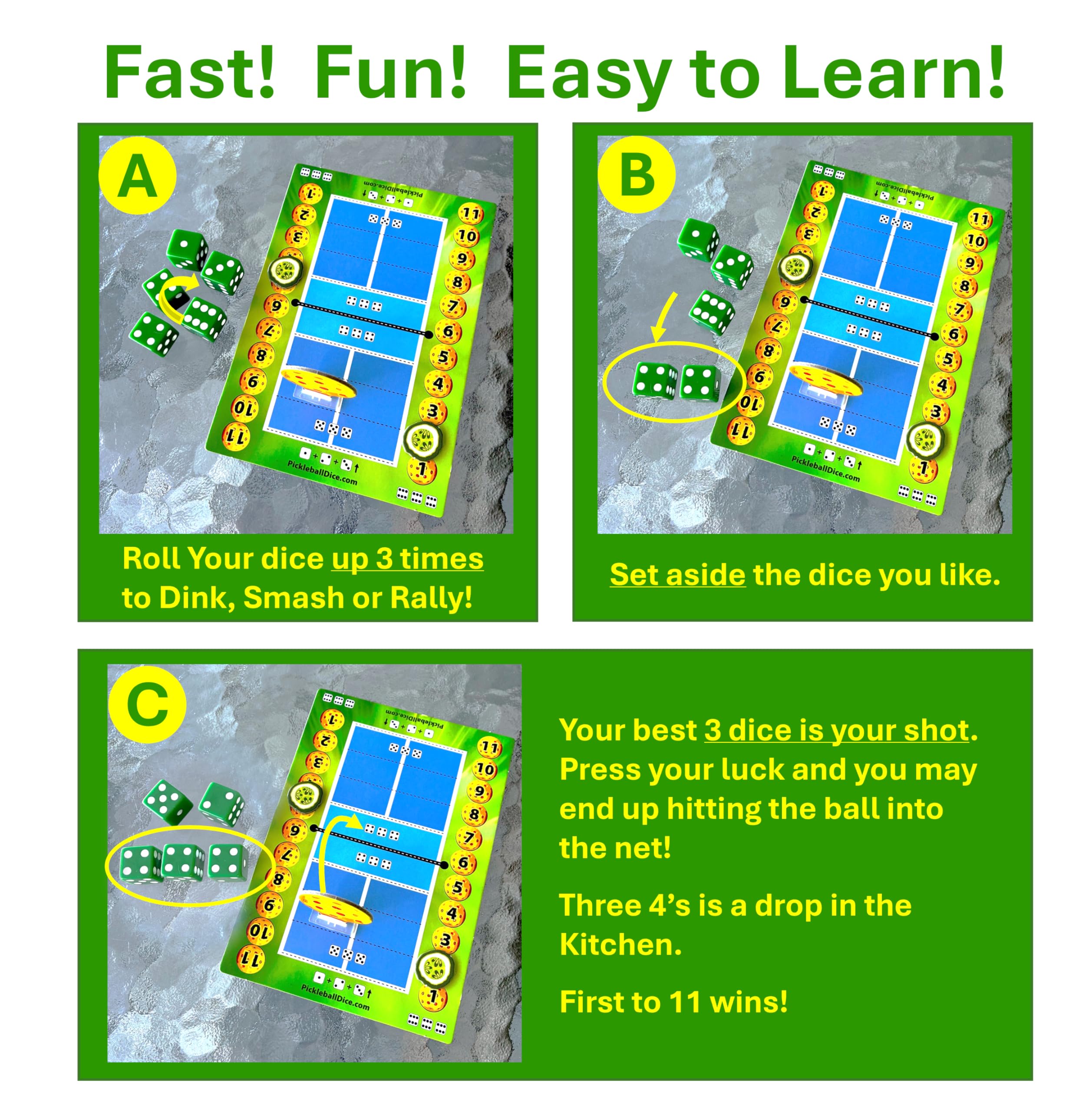Mr GameShow Pickleball Dice box packed with components for easy setup.