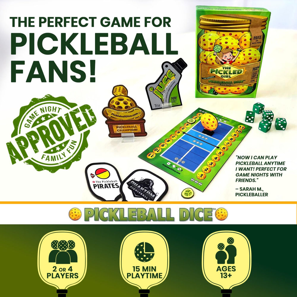 Mr GameShow Pickleball Dice paddles and chips ready for engaging tabletop play.