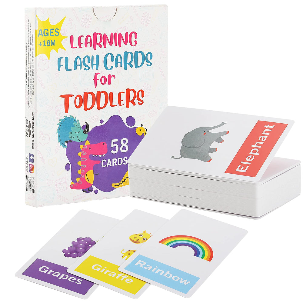 Mr. Pen alphabet flash cards for toddlers with bright letters to support early reading.