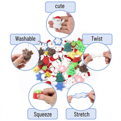 Mr. Pen Christmas squishies variety display featuring festive icons