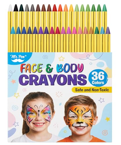 Mr. Pen face paint sticks in 36 colors for vibrant party designs