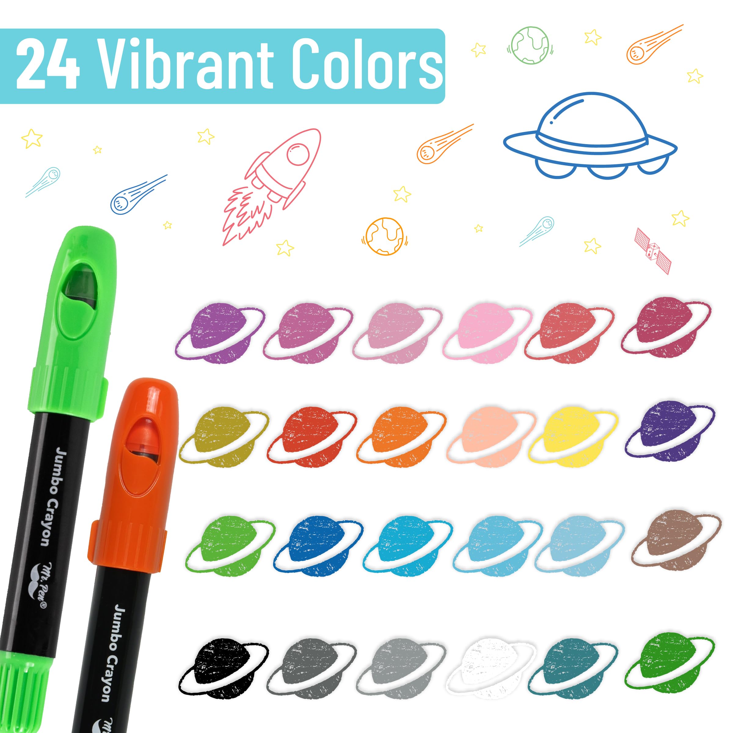 Mr. Pen Jumbo Twistable Crayons – twist to extend use and reduce sharpening.