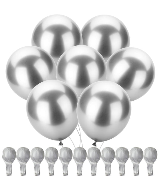 Mr. Pen metallic balloons in silver for eye catching party decor.