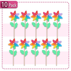Mr. Pen rainbow flower pinwheels decorate the yard for lively outdoor events