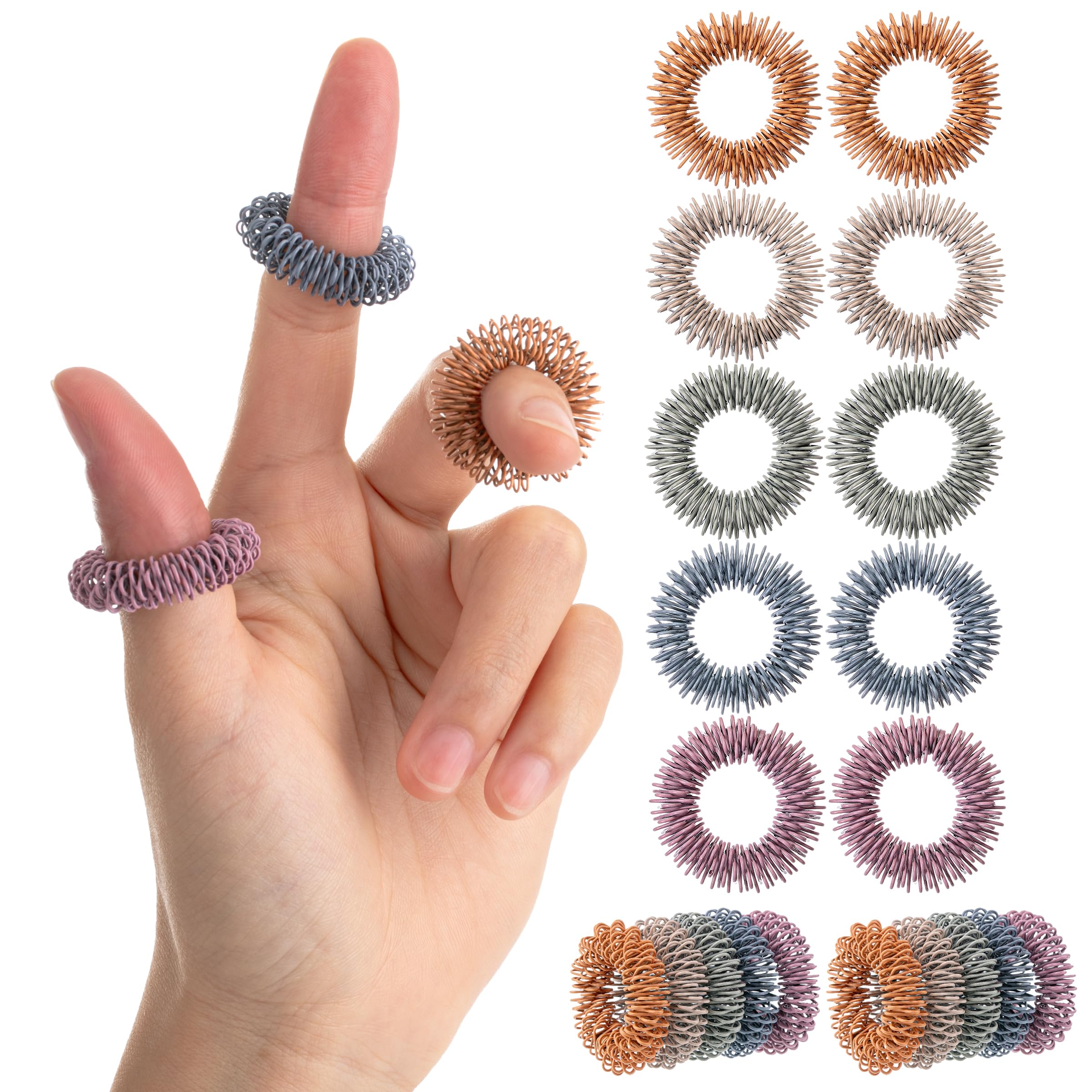 Mr. Pen Spiky Sensory Rings colorful assortment on hand for tactile feedback