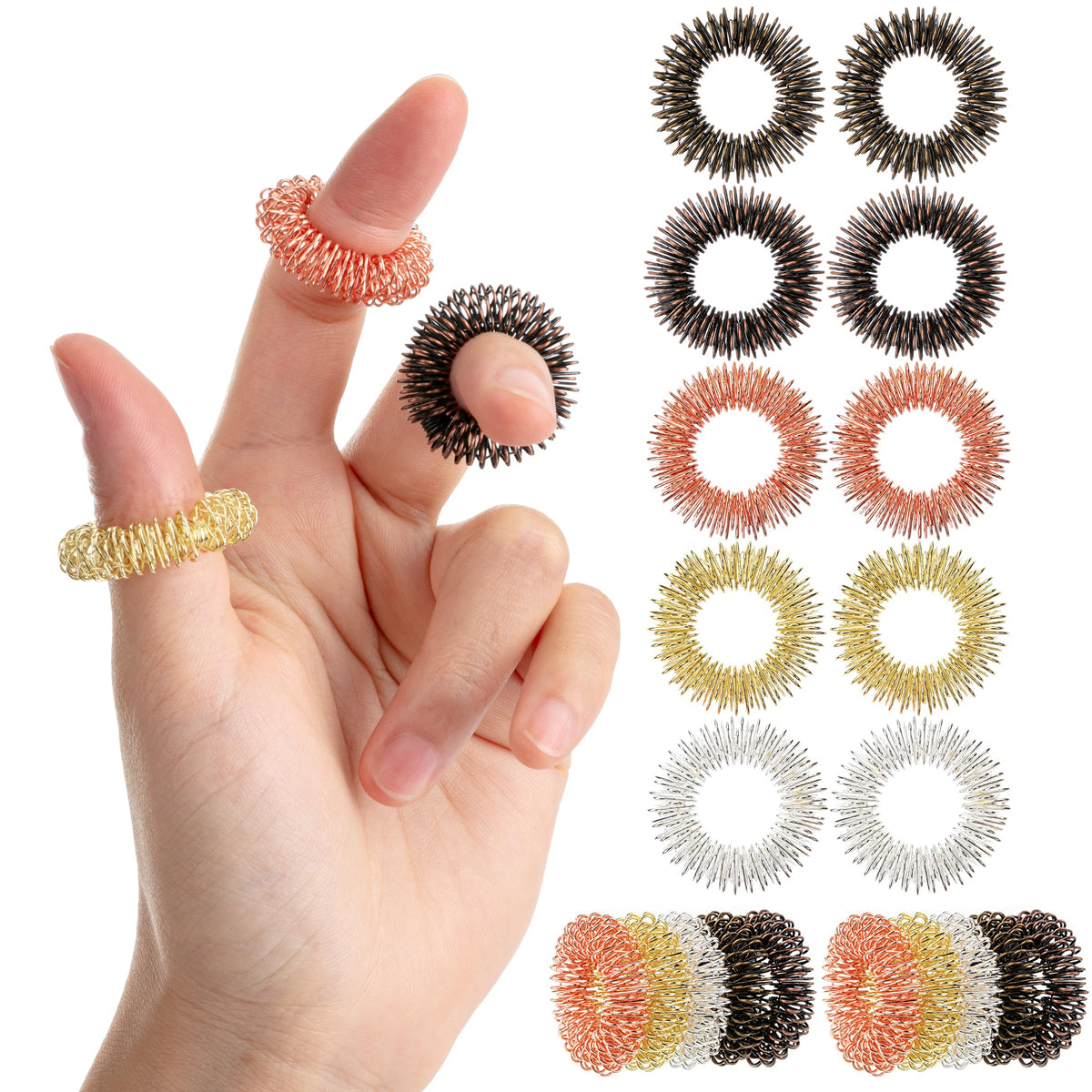 Mr. Pen spiky sensory rings show a colorful assortment for tactile engagement and focus.