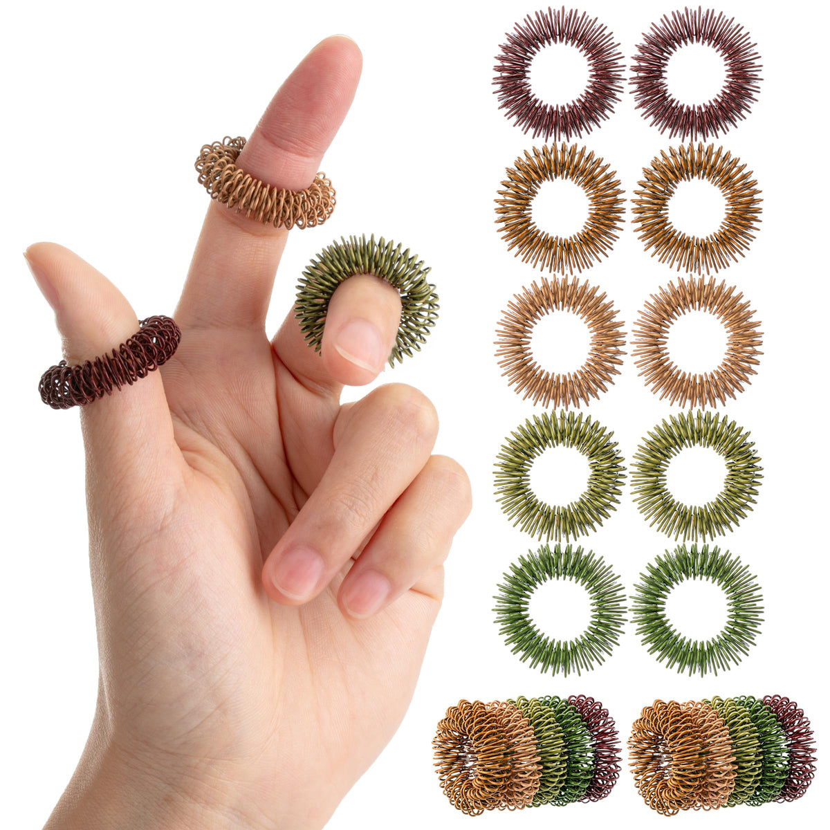 Mr. Pen spiky sensory rings colorful set enhances tactile engagement on fingers.