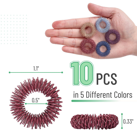 Mr. Pen spiky sensory rings worn on a finger, close-up for portable anxiety relief.