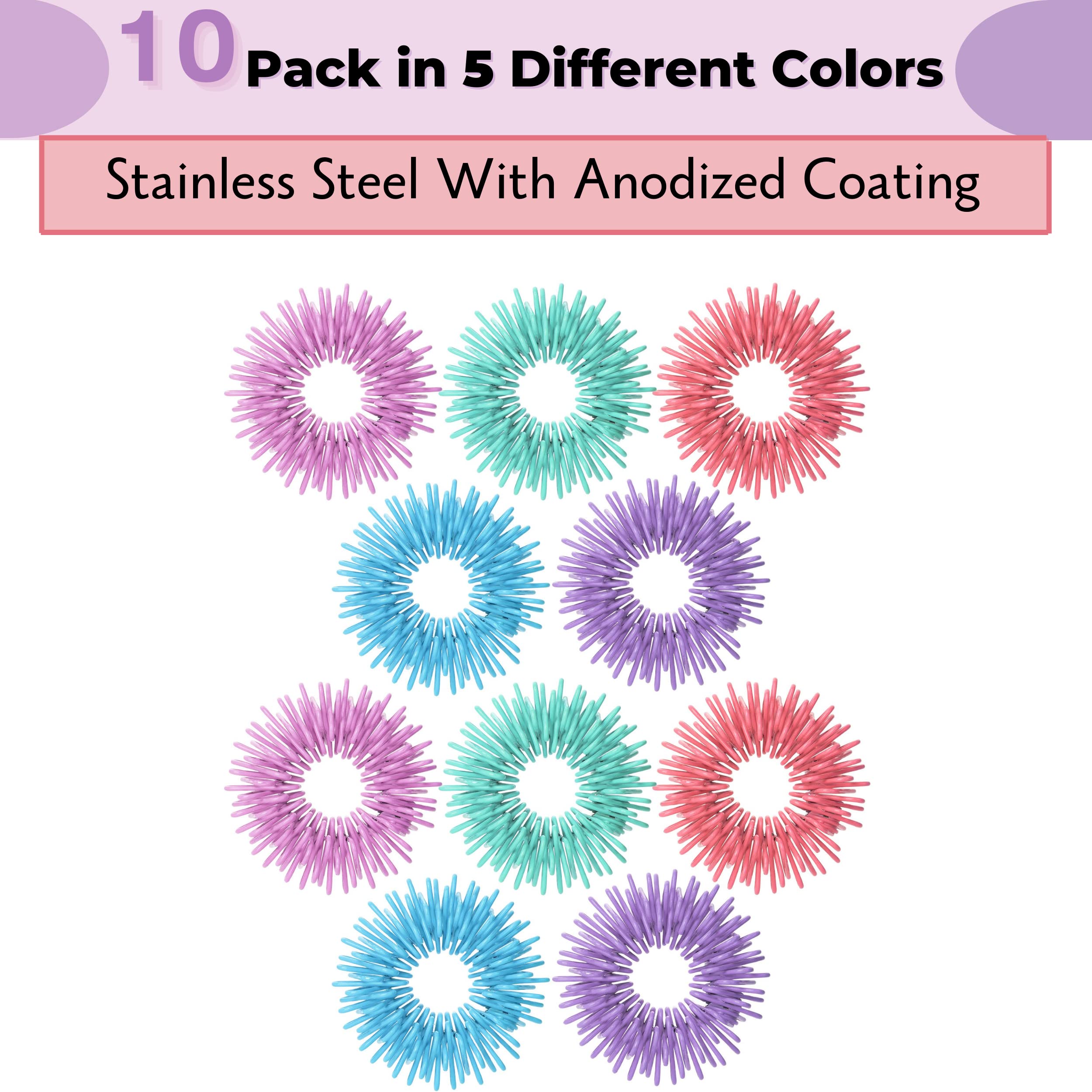 Pastel colors of Mr. Pen rings arranged for calm fidgeting.