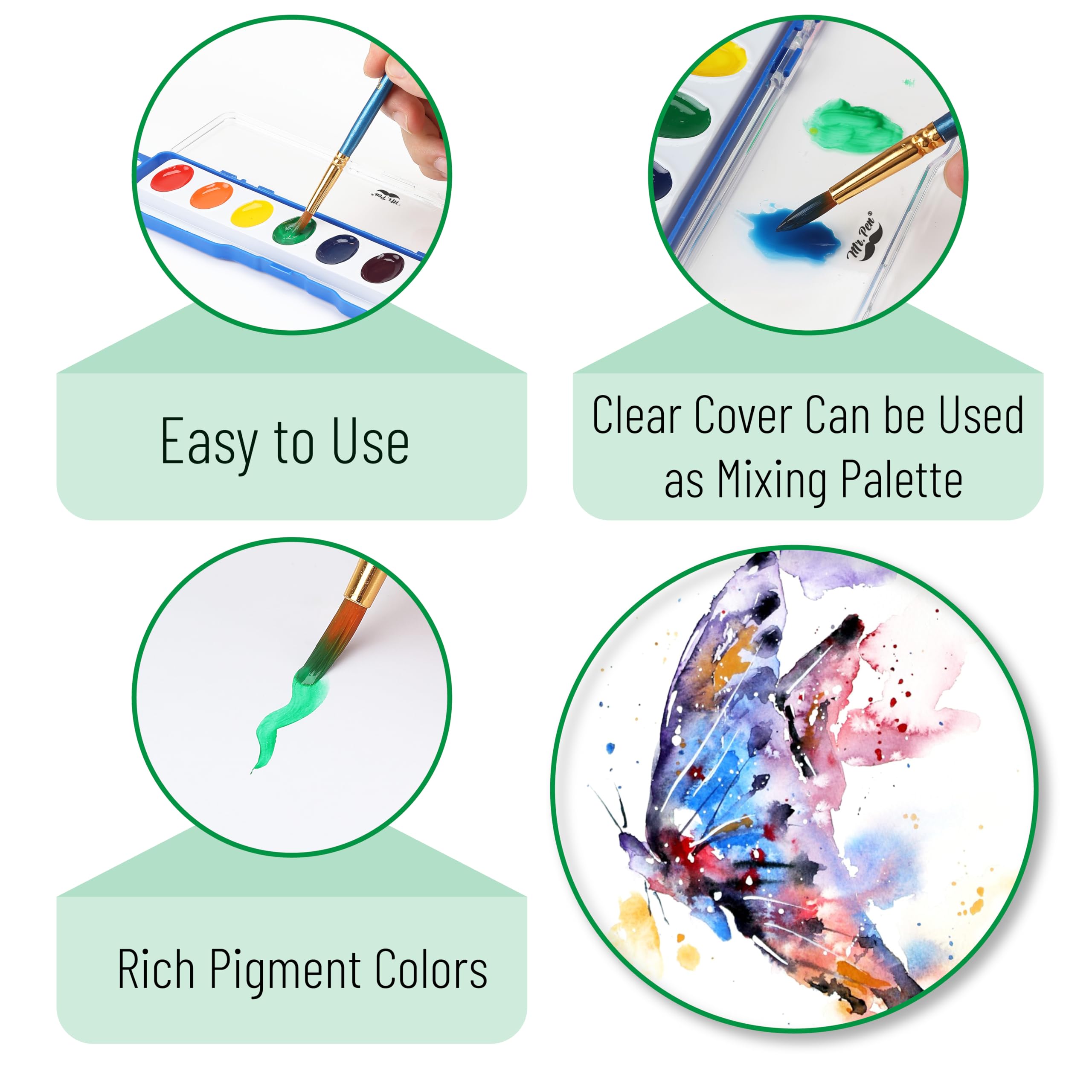 Children painting with Mr. Pen washable watercolors highlighting kid-friendly use