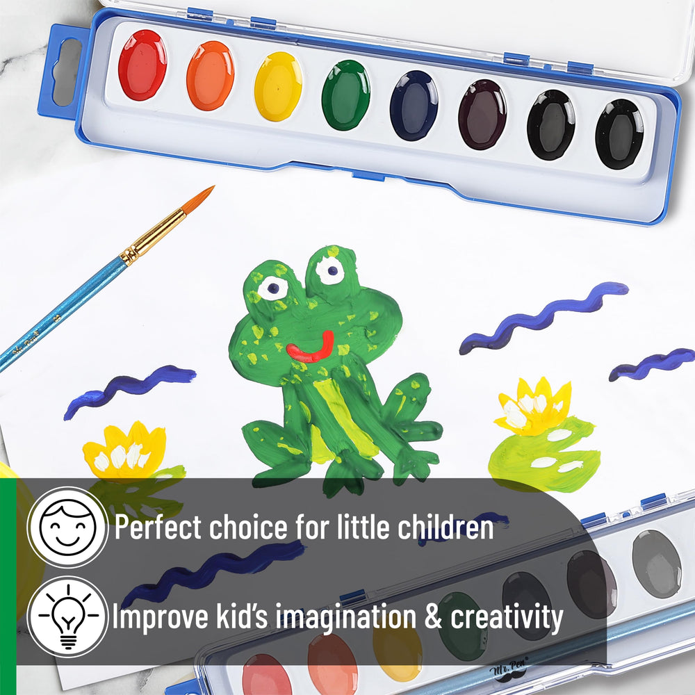 Pigments from Mr. Pen washable watercolors rinse easily from skin