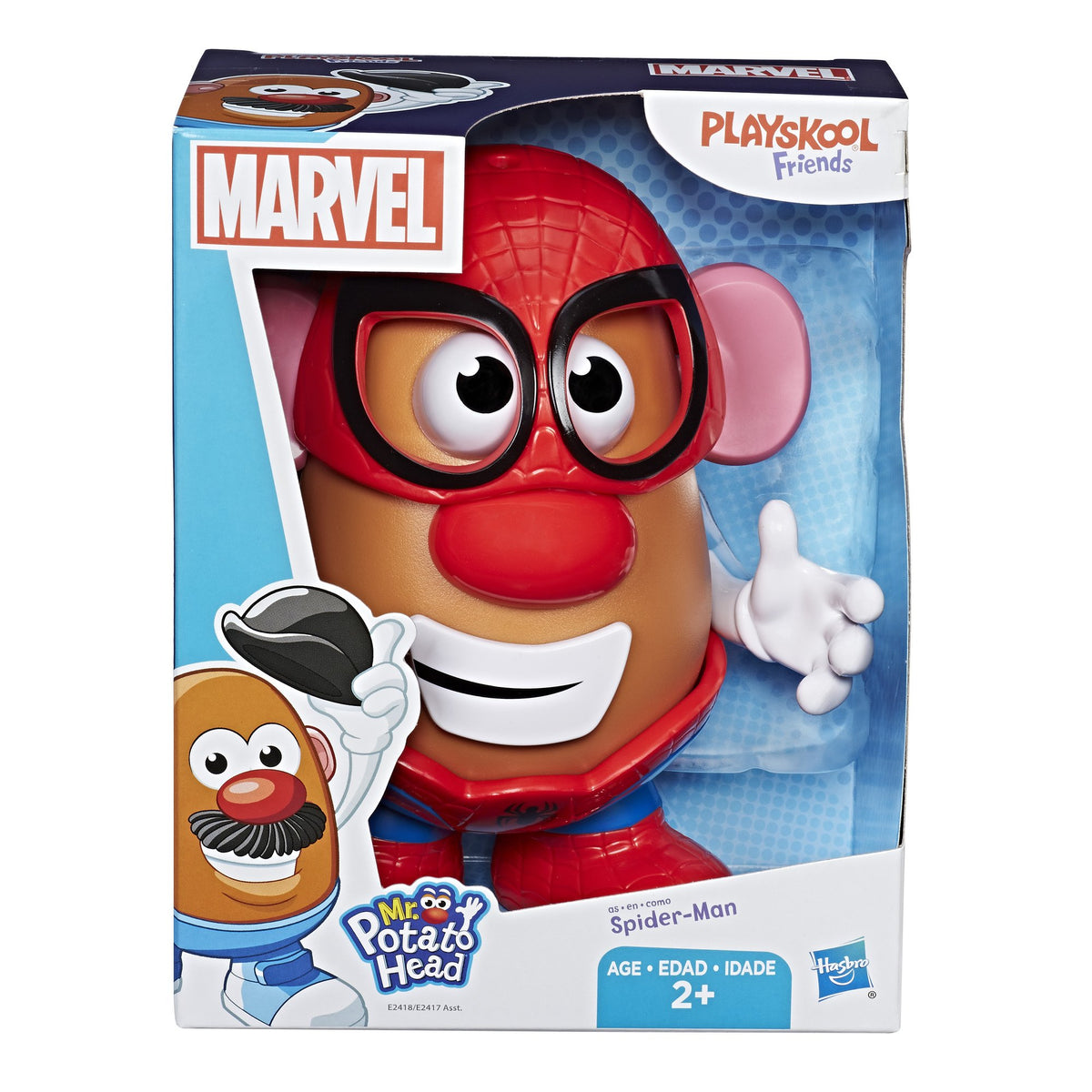 Playskool Mr. Potato Head Spider-Man mask piece for imaginative dress-up play.