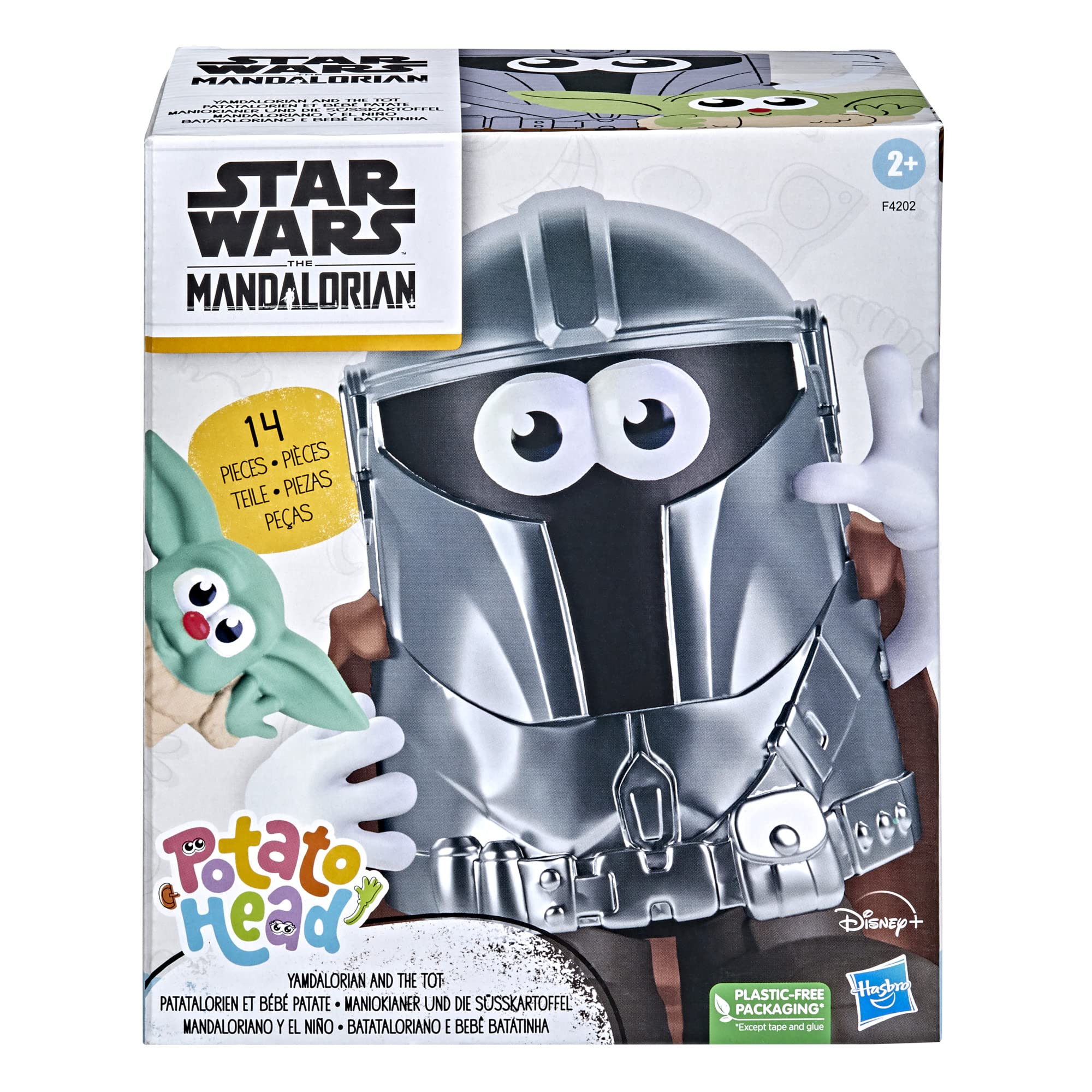 Mr. Potato Head Yamdalorian helmet enhances space-themed costume play.