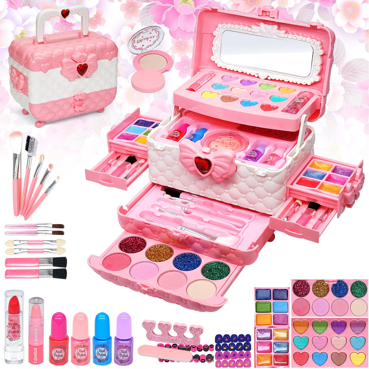 Mrabbitoo Kids Makeup Set case open promotes imaginative play and creativity.
