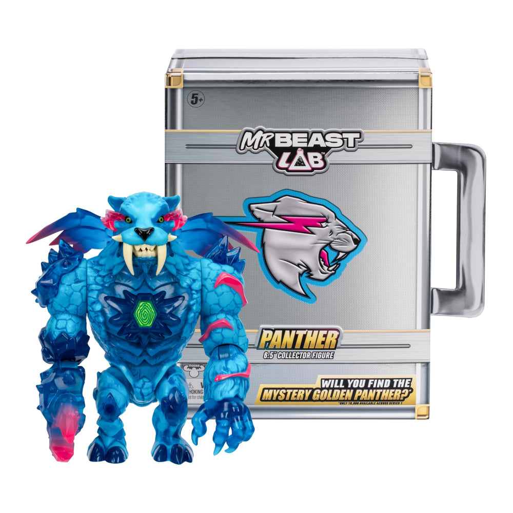 MRBEAST Lab Panther briefcase lift reveals the collectible figure for dramatic display.