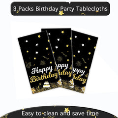 Disposable tablecloth protects surfaces during kids' birthday parties.