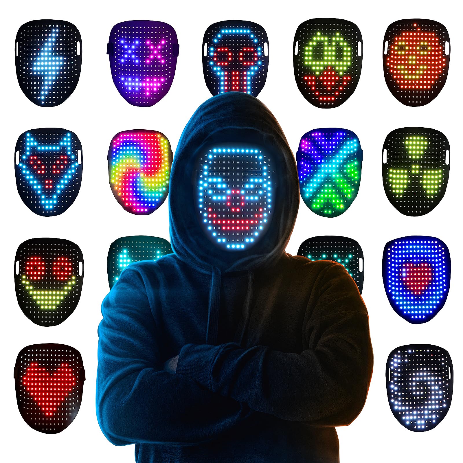 Mr.Pang LED mask with gesture sensing for interactive cosplay and events