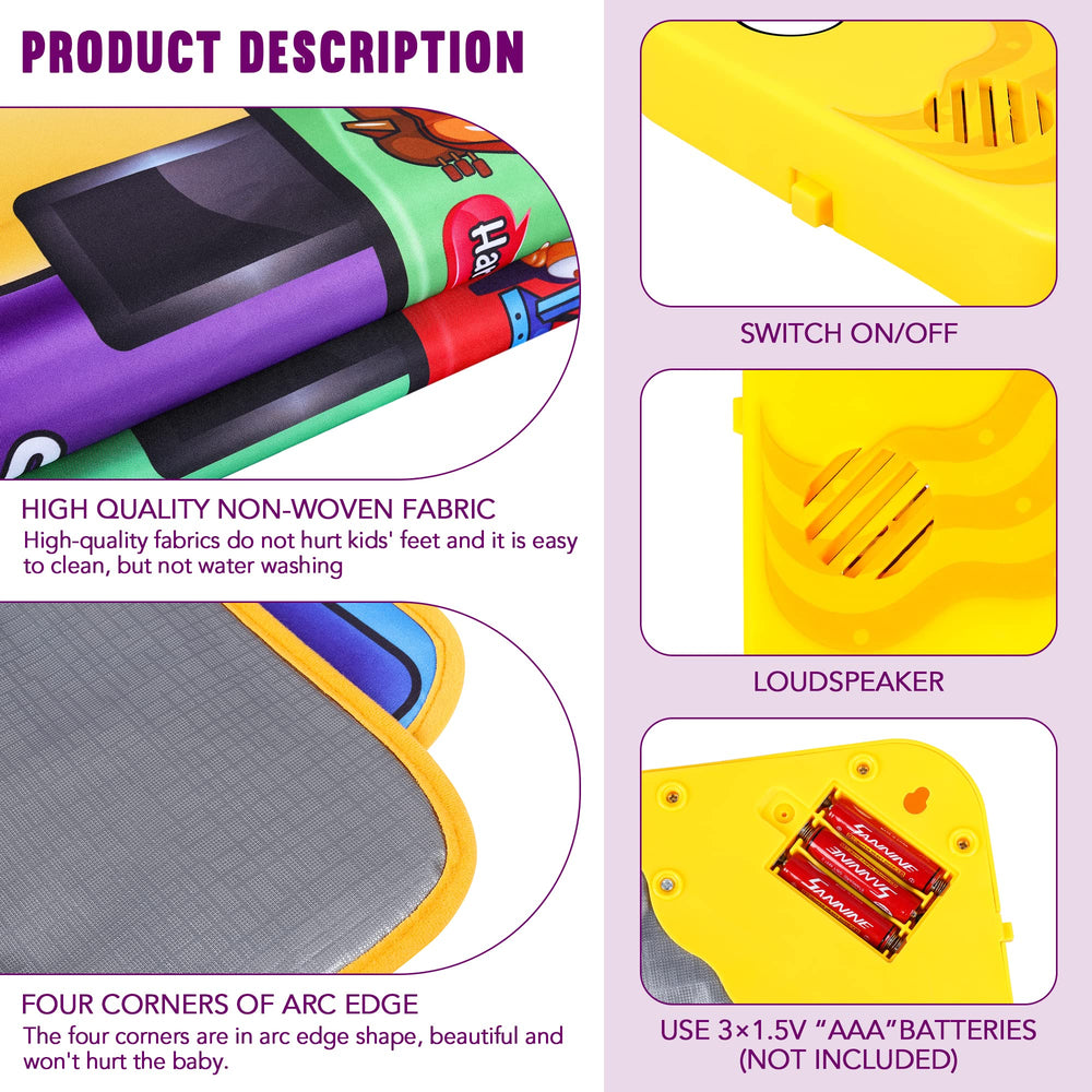 MR.TN Kids Musical Piano Mat folded compactly for travel and storage.