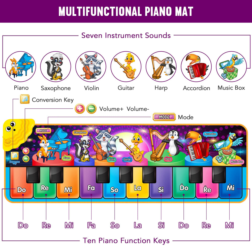 MR.TN Kids Musical Piano Mat side view showing foldable design for portable play.