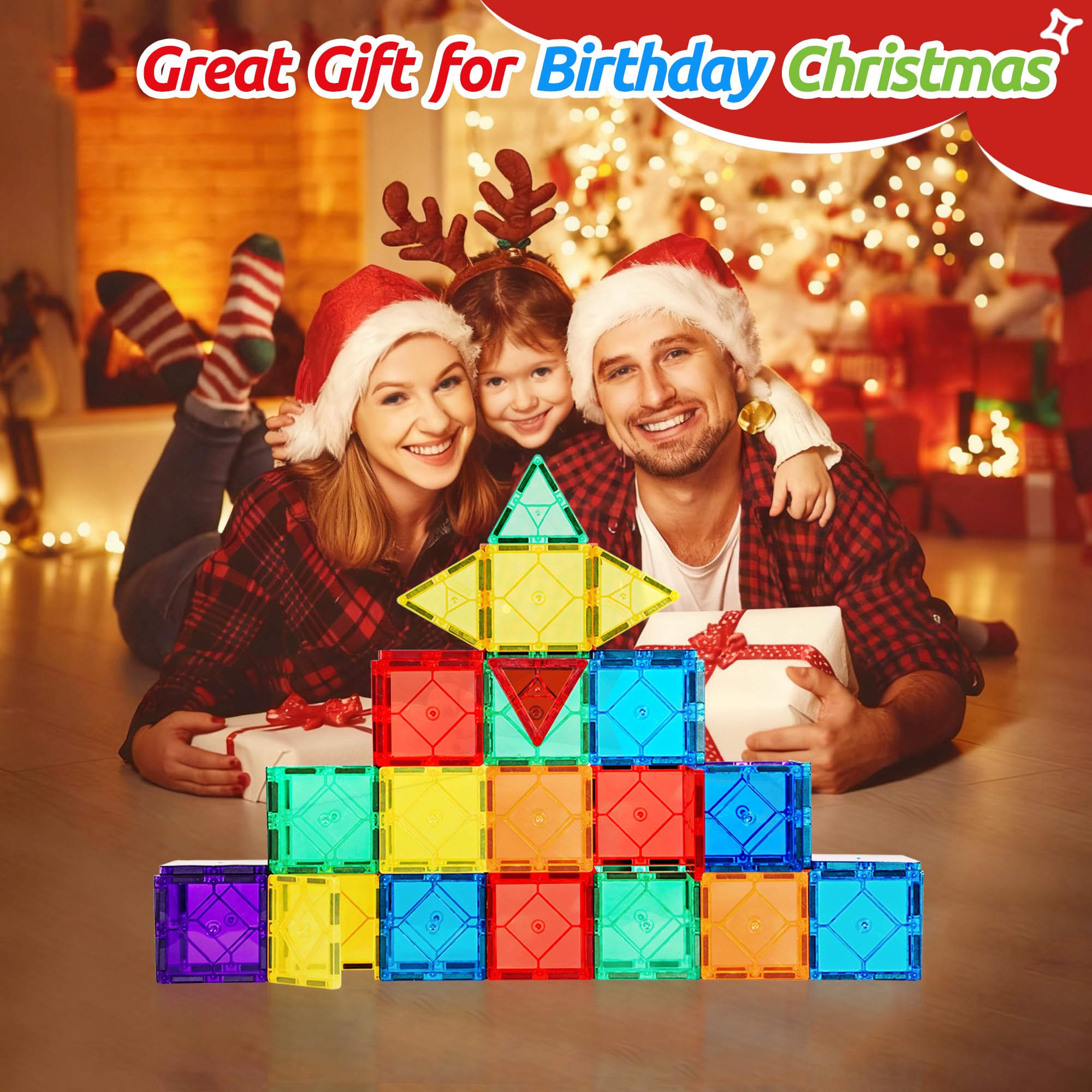 Mruikeny 30pc magnetic tiles creative play encourages teamwork and storytelling