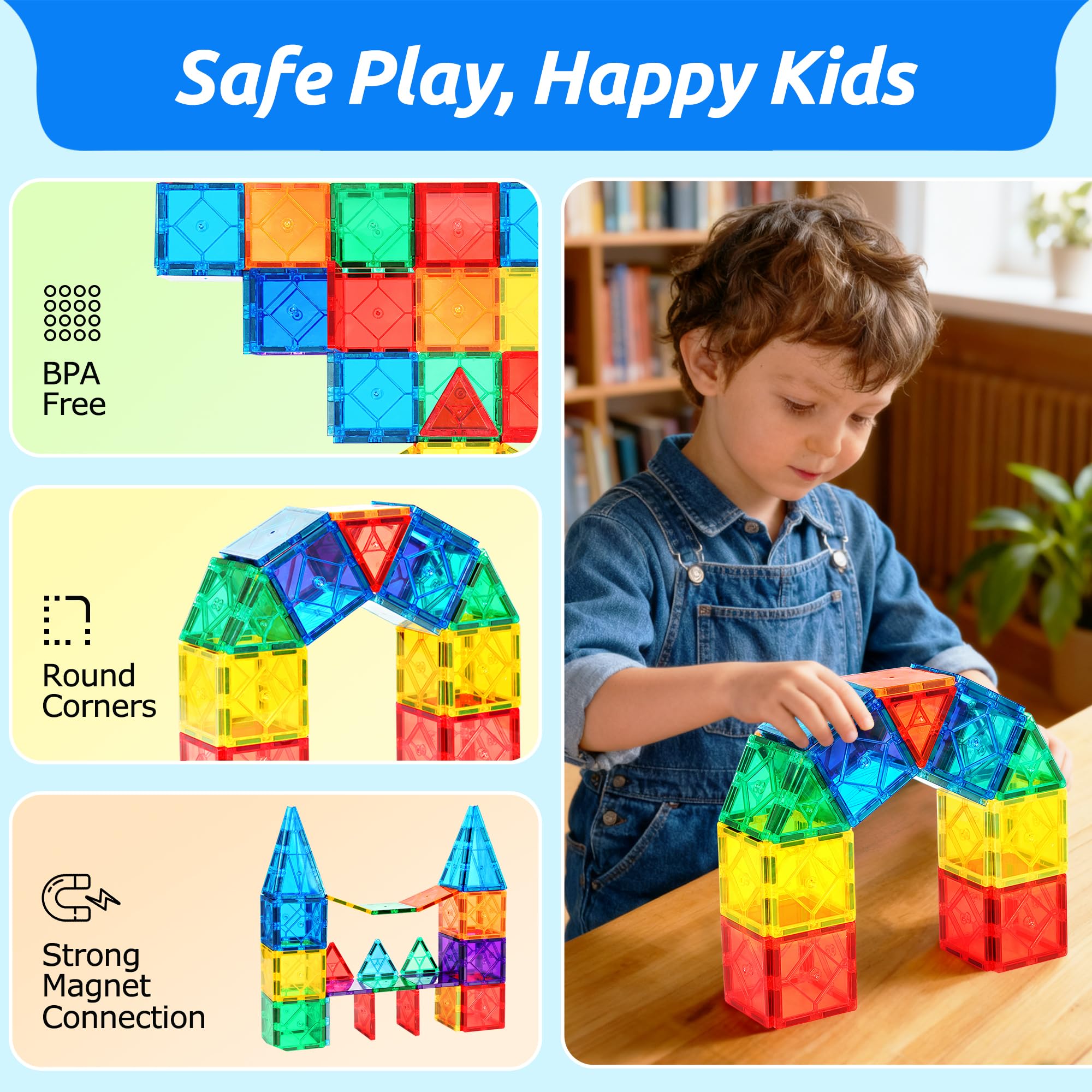 Mruikeny 30pc magnetic tiles rocket sparks curiosity during learning play