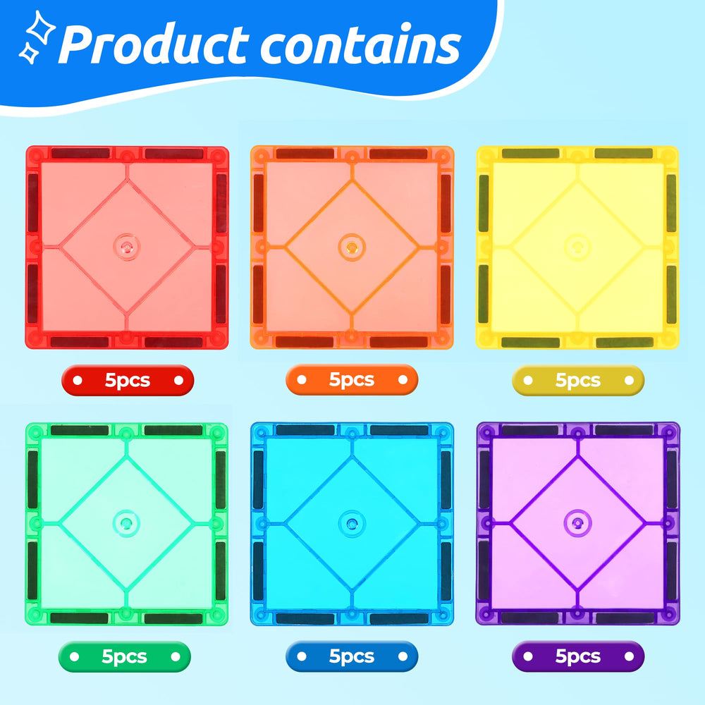 Mruikeny 30pc magnetic tiles tower promotes balance and geometry exploration