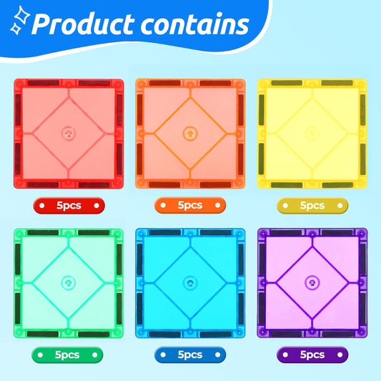 Mruikeny 30pc magnetic tiles tower promotes balance and geometry exploration