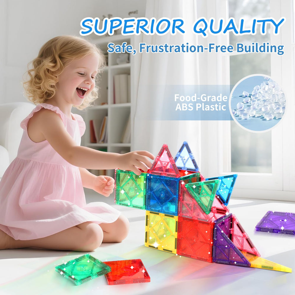 Mruikeny glitter tiles animal designs foster pattern recognition and creative storytelling.