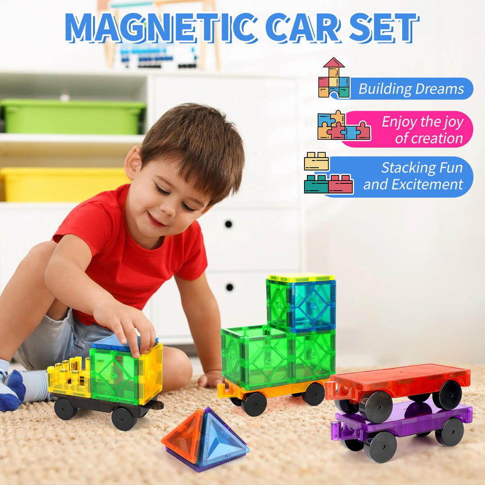 Mruikeny magnetic tiles black car provides smooth-edge design for comfortable play