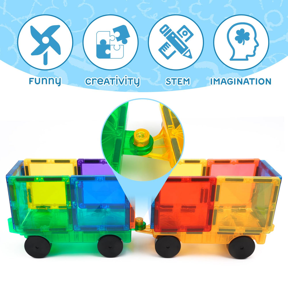 Mruikeny magnetic tiles cars red car supports independent building and problem solving