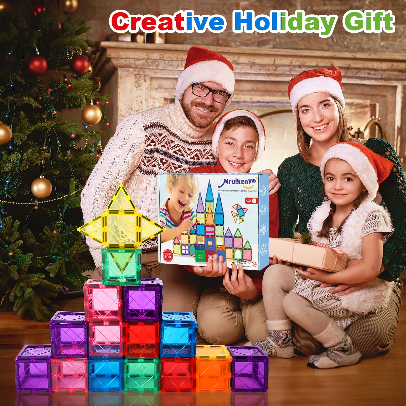 Mruikeny magnetic tiles gift pack ideal for birthdays and holidays.