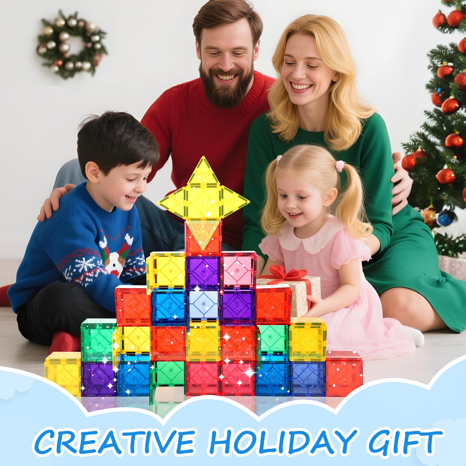 Mruikeny magnetic tiles learning kit supports early geometry and coordination.