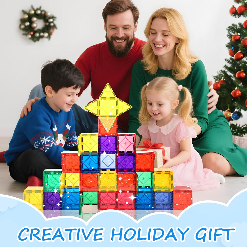 Mruikeny magnetic tiles learning kit supports early geometry and coordination.