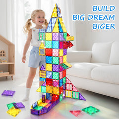 Mruikeny magnetic tiles plane-dinosaur builds inspire spatial thinking and collaborative play.