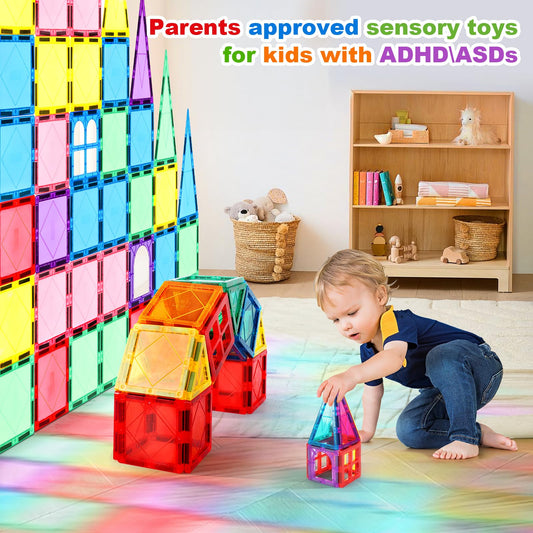 Mruikeny magnetic tiles rocket building supports STEM exploration and problem-solving.