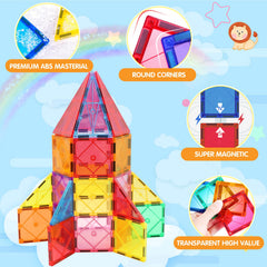 Mruikeny magnetic tiles tower support creative building and fine motor skills.
