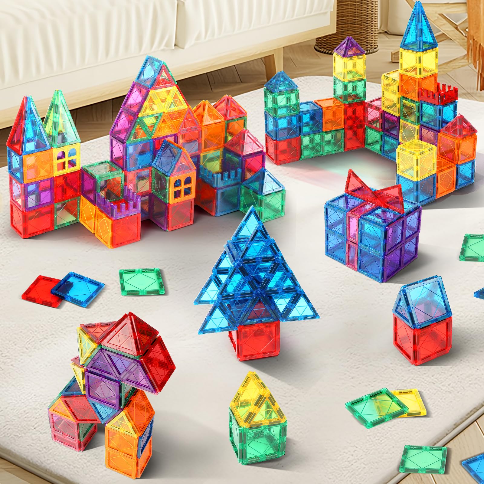 Mruikeny magnetic tiles vehicle design encourages spatial awareness during hands-on building.