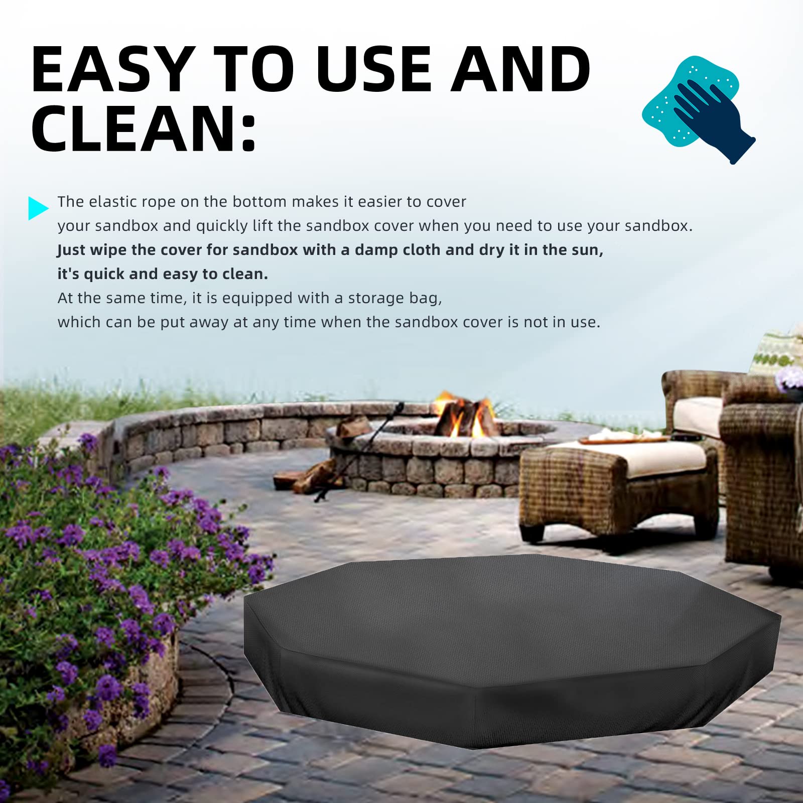 MRWiZMS Octagon Sandbox Cover shields outdoor spaces from wind and dust.