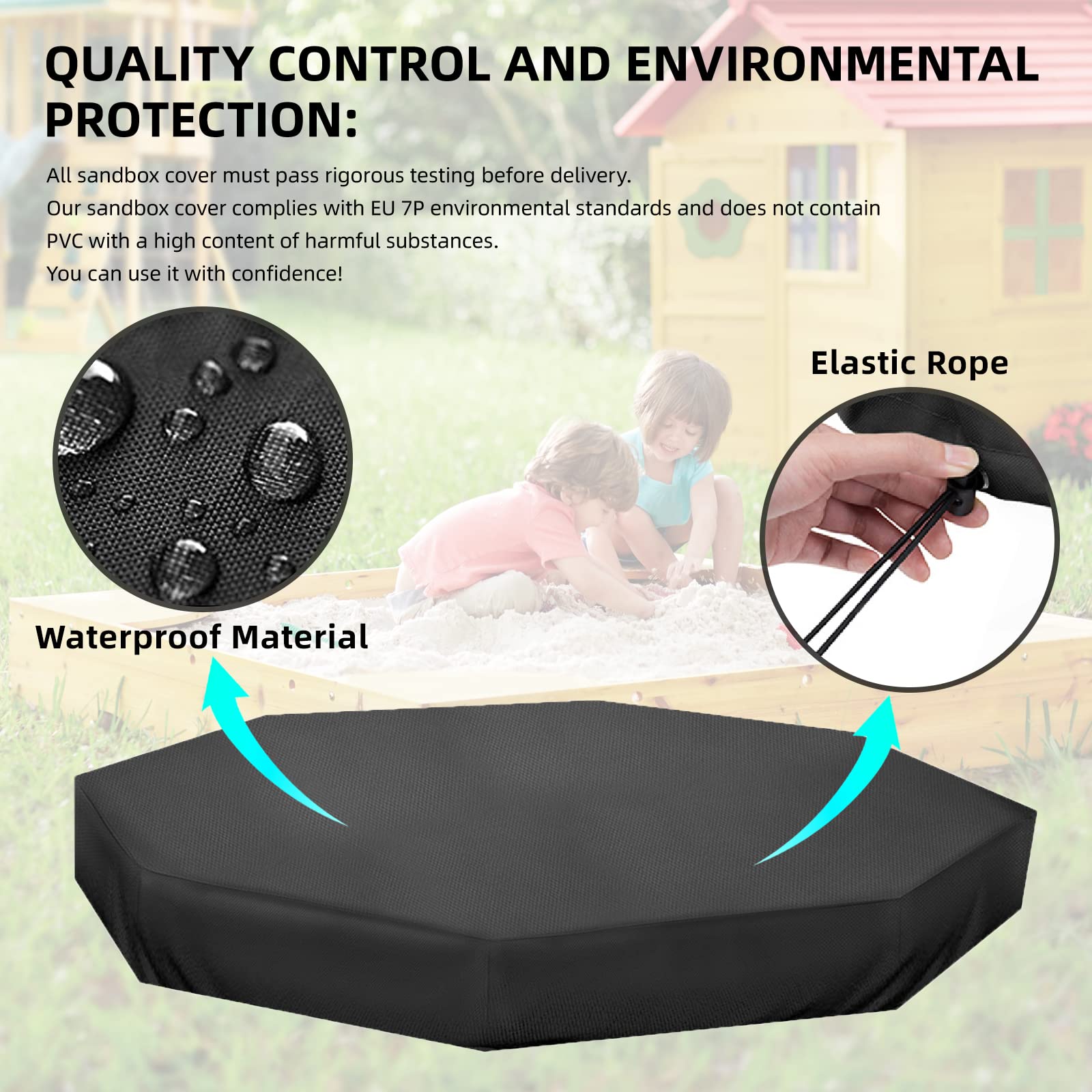 MRWiZMS Octagon Sandbox Cover laid flat demonstrates large 84x78x9 inch fit.