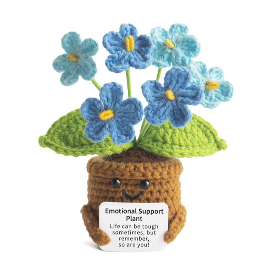 MS ZHENQIAO Positive Flower Crochet Doll brightens desk decor and office space