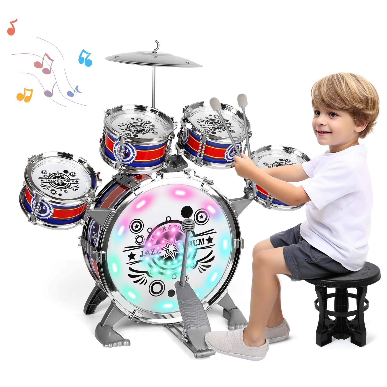 M SANMERSEN kids drum set bass drum for toddlers, beginner-friendly rhythm play