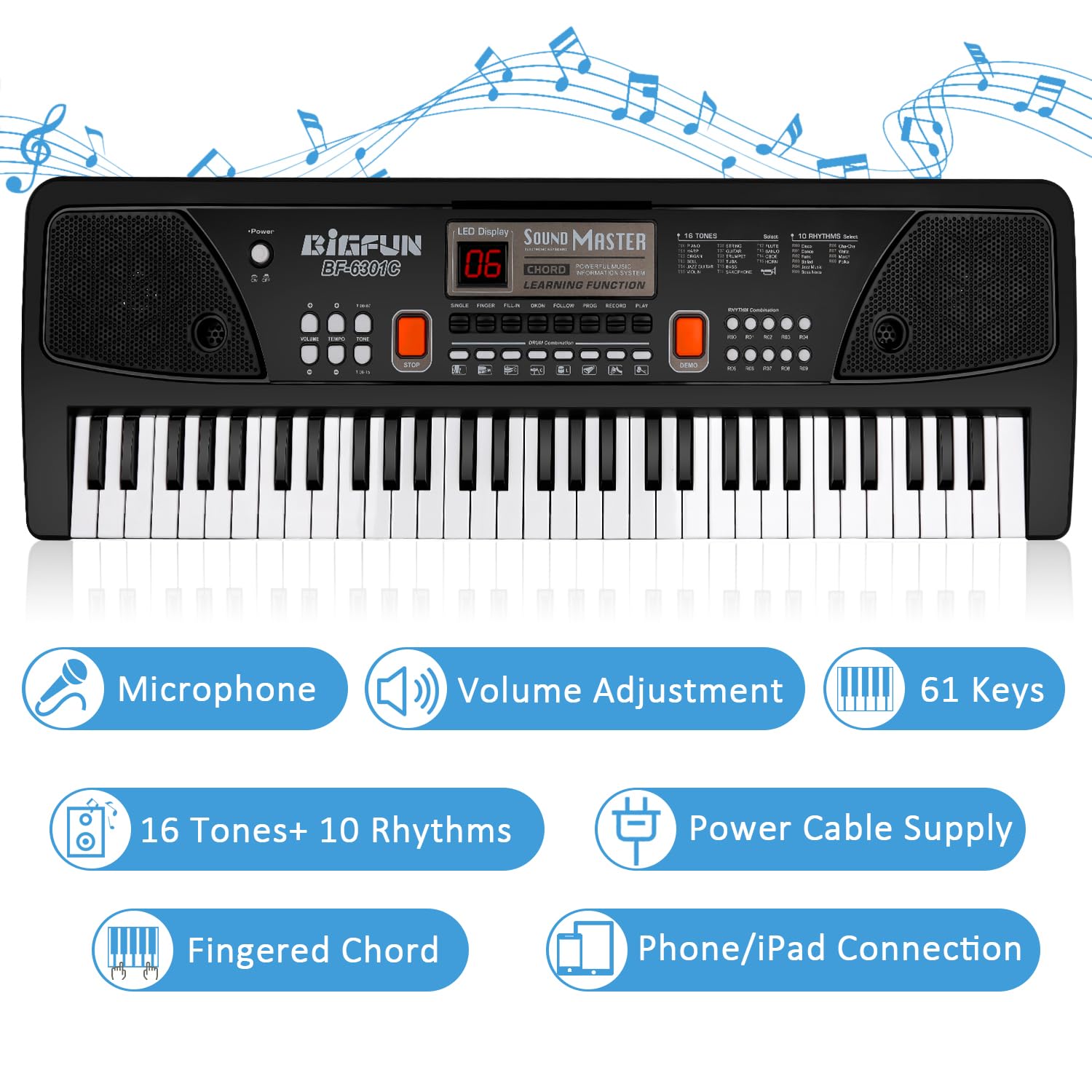 M SANMERSEN piano for kids LED display aids easy learning and navigation