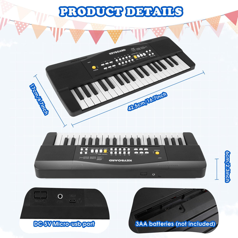 M SANMERSEN toy piano keyboard battery and adapter power for portability