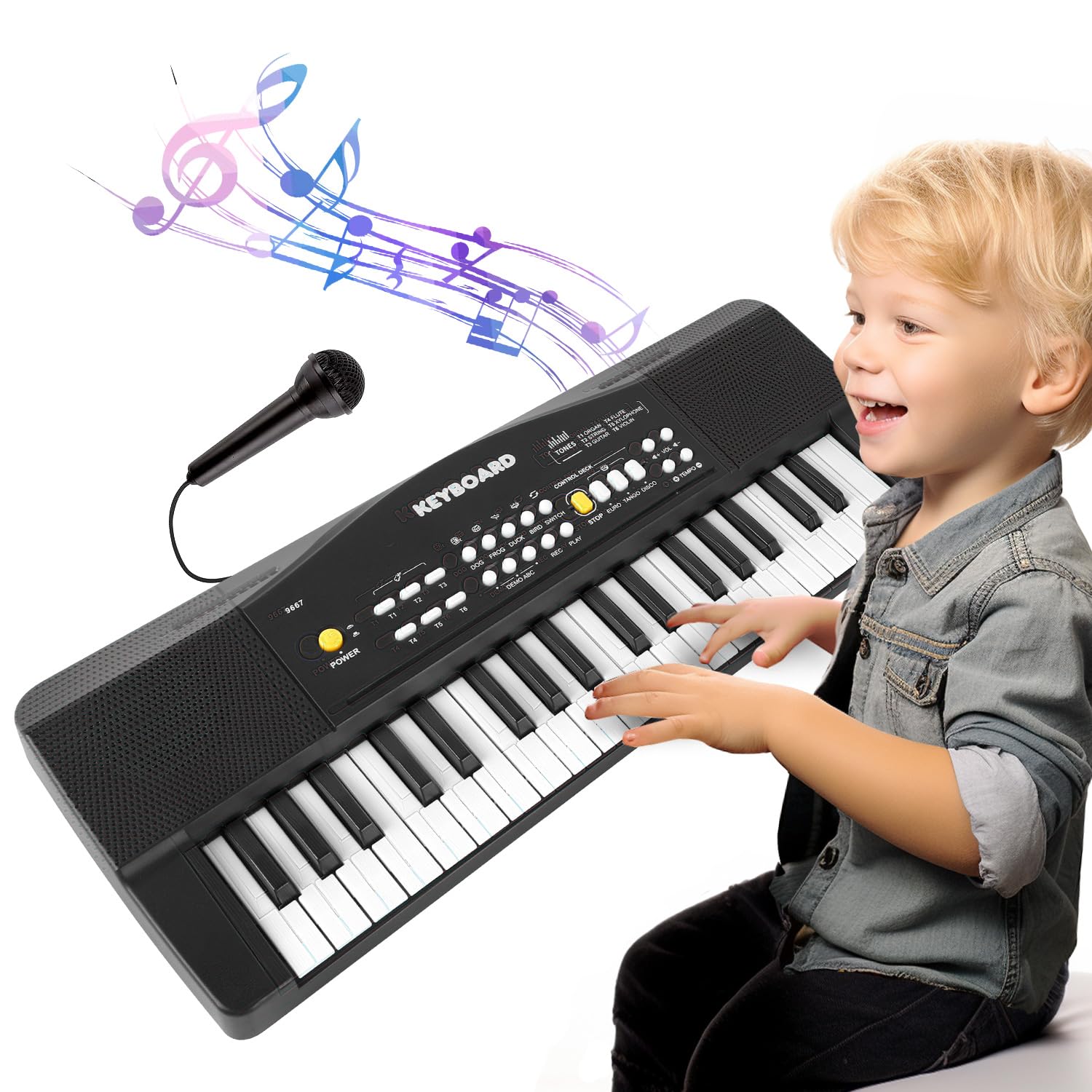 M SANMERSEN toy piano keyboard with wood-grain keys for beginner play