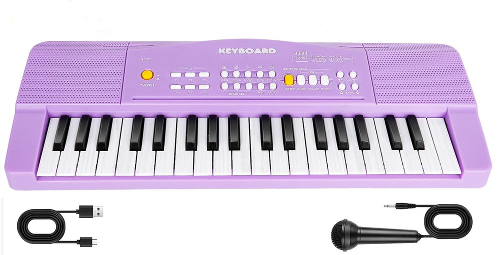 M SANMERSEN toy piano purple front view encourages imaginative play and beginner music exploration